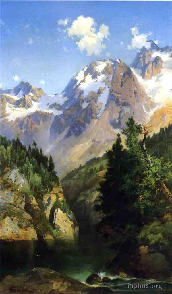 托马斯·莫兰 的油画作品 -  《爱达荷州落基山山顶》