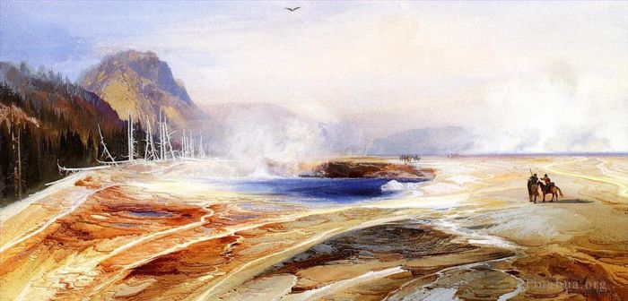托马斯·莫兰 的油画作品 -  《黄石公园的大温泉》