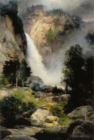 艺术家托马斯·莫兰作品《喀斯喀特瀑布,优胜美地》