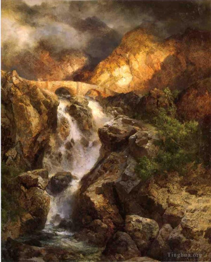 托马斯·莫兰 的油画作品 -  《层叠水》