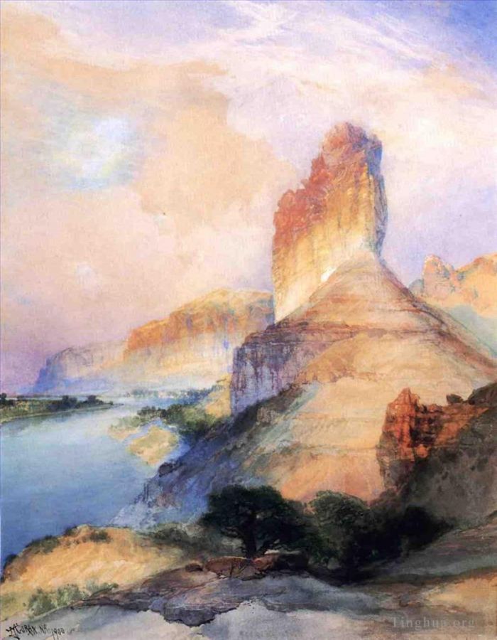 托马斯·莫兰 的油画作品 -  《怀俄明州比尤特格林河城堡》
