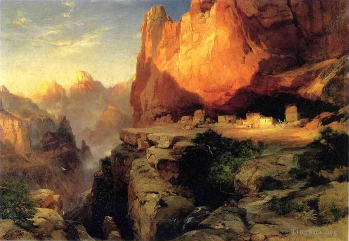 托马斯·莫兰 的油画作品 -  《悬崖居民》
