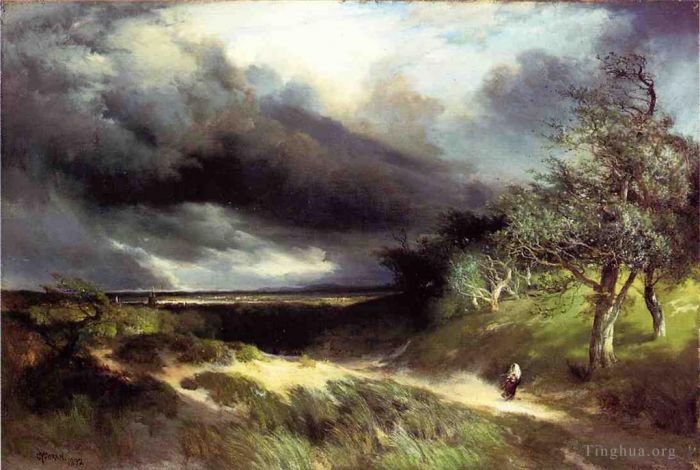 托马斯·莫兰 的油画作品 -  《东汉普顿长岛沙》