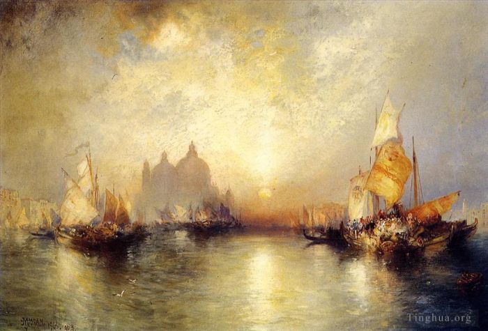 托马斯·莫兰 的油画作品 -  《威尼斯大运河入口,2》
