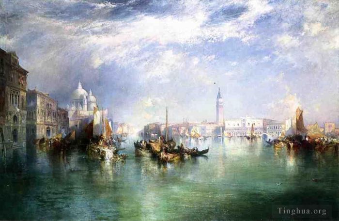 托马斯·莫兰 的油画作品 -  《威尼斯大运河入口》