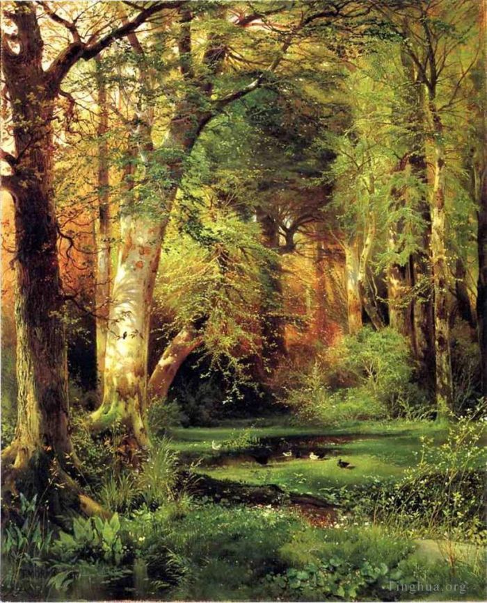 托马斯·莫兰 的油画作品 -  《森林场景》