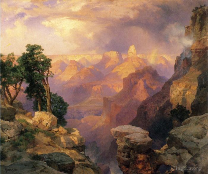 托马斯·莫兰 的油画作品 -  《大峡谷与彩虹》