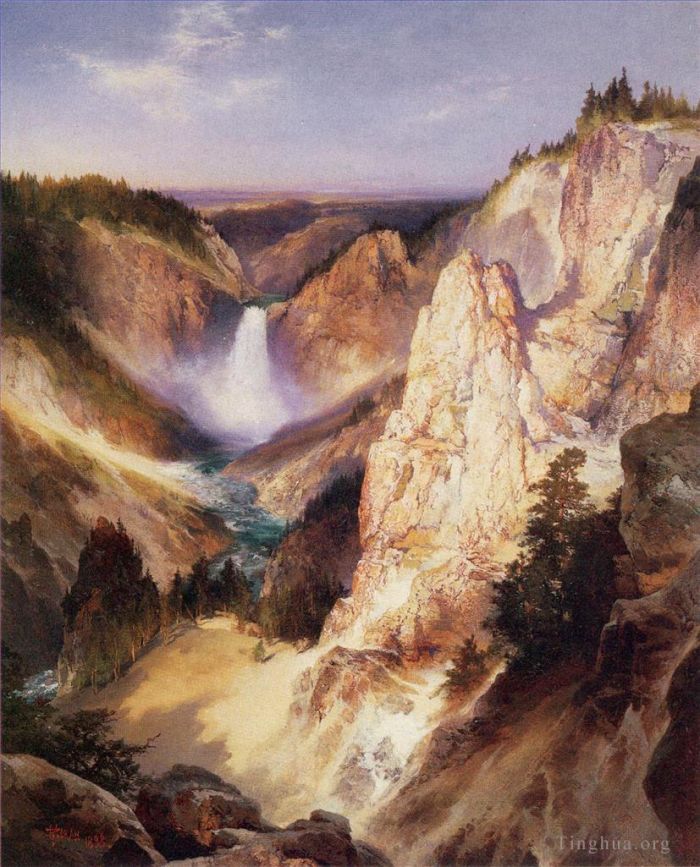托马斯·莫兰 的油画作品 -  《黄石大瀑布》