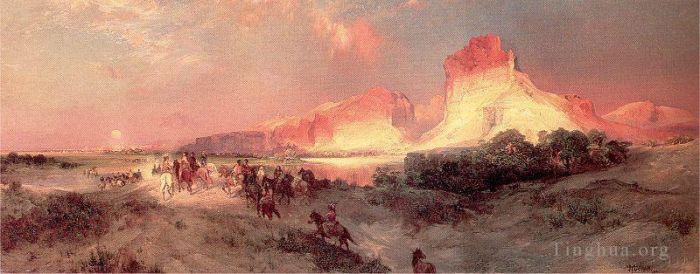 托马斯·莫兰 的油画作品 -  《怀俄明州绿河悬崖》