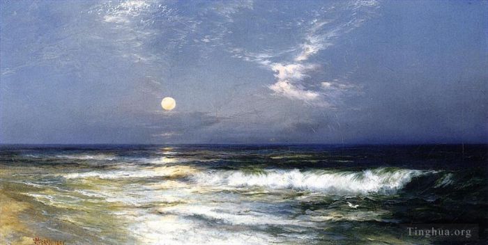 托马斯·莫兰 的油画作品 -  《月光下的海景托马斯·莫兰》