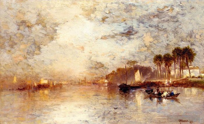 托马斯·莫兰 的油画作品 -  《佛罗里达州圣约翰河上》