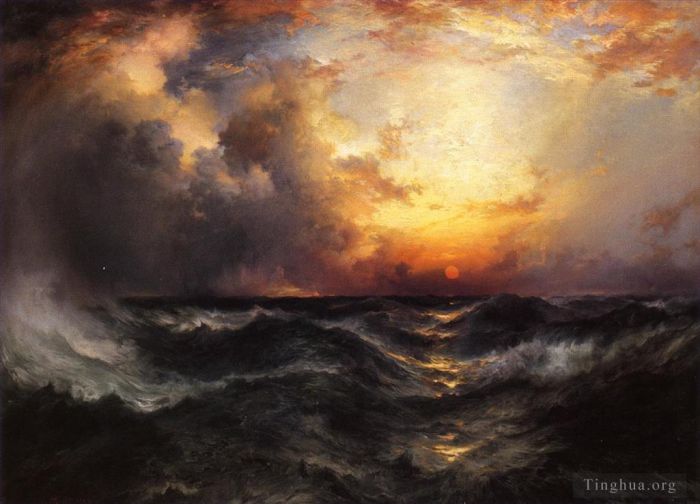 托马斯·莫兰 的油画作品 -  《大洋中的日落》