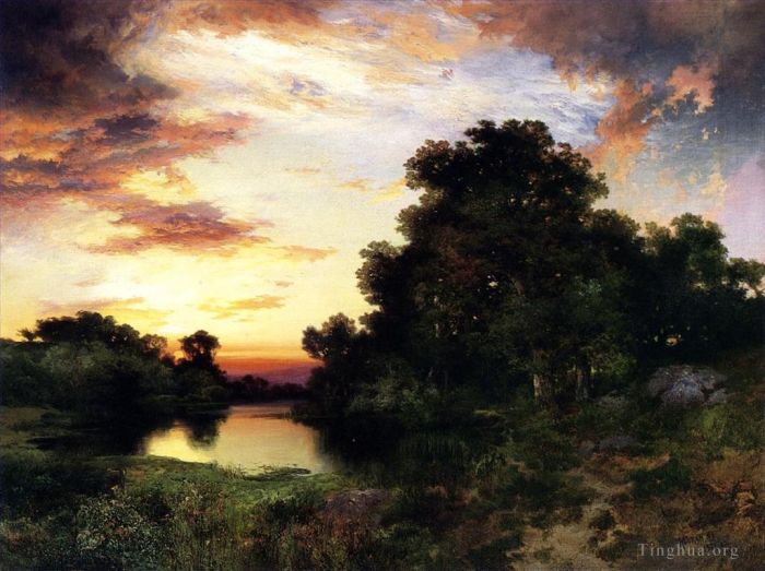 托马斯·莫兰 的油画作品 -  《长岛的日落2》