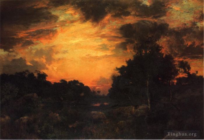 托马斯·莫兰 的油画作品 -  《长岛的日落》
