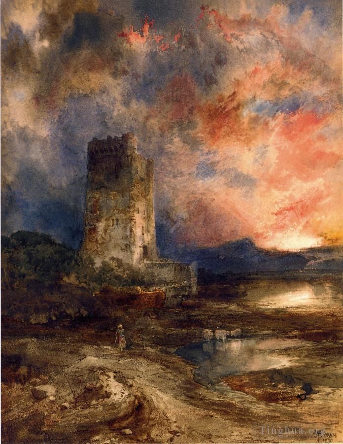 托马斯·莫兰 的油画作品 -  《荒野上的日落》