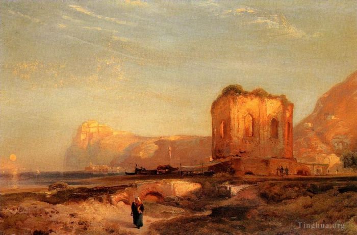 托马斯·莫兰 的油画作品 -  《维纳斯神庙拜埃城堡》