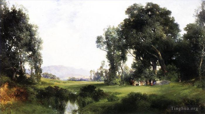 托马斯·莫兰 的油画作品 -  《野餐》