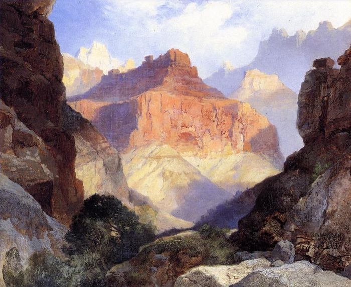 托马斯·莫兰 的油画作品 -  《亚利桑那州红墙大峡谷下》