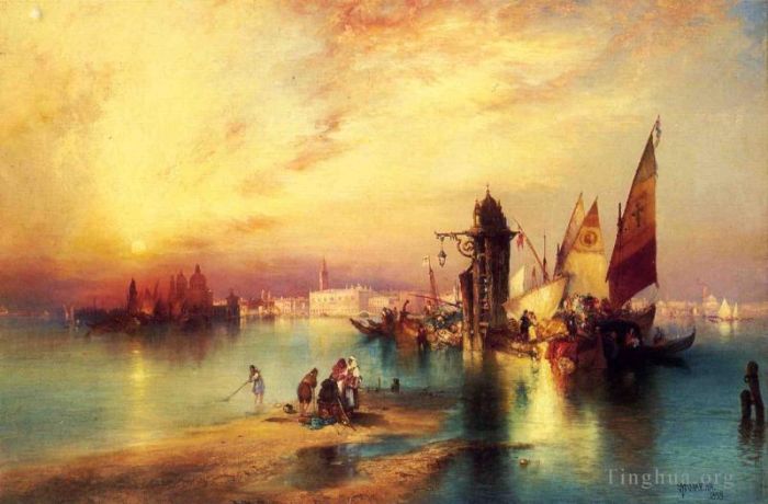 托马斯·莫兰 的油画作品 -  《威尼斯船托马斯·莫兰》