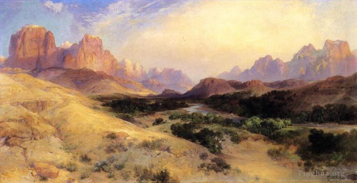 托马斯·莫兰 的油画作品 -  《犹他州南部锡安谷》