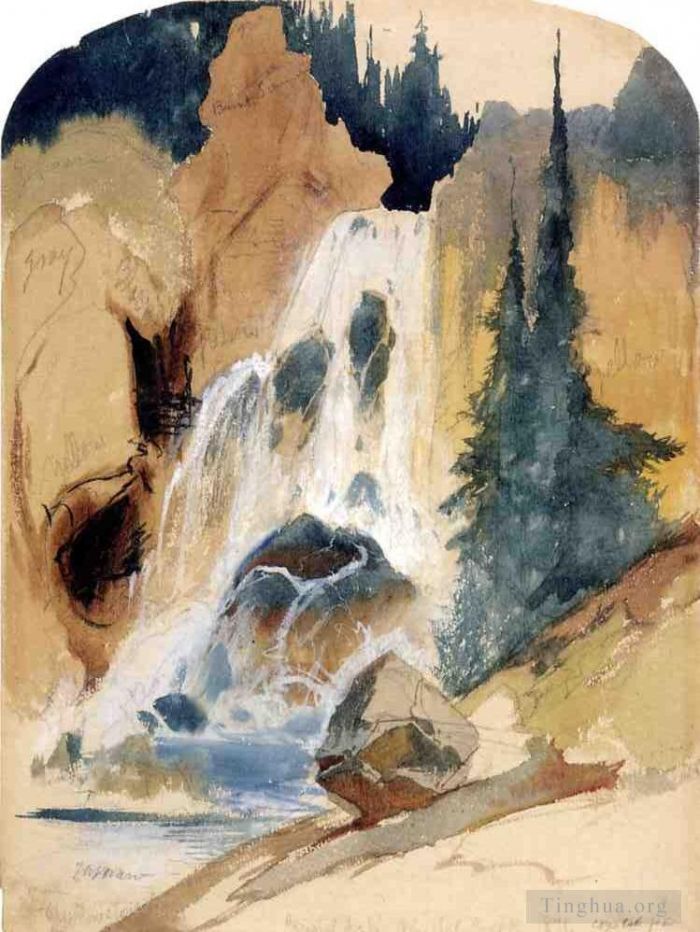 托马斯·莫兰 的各类绘画作品 -  《水晶瀑布》
