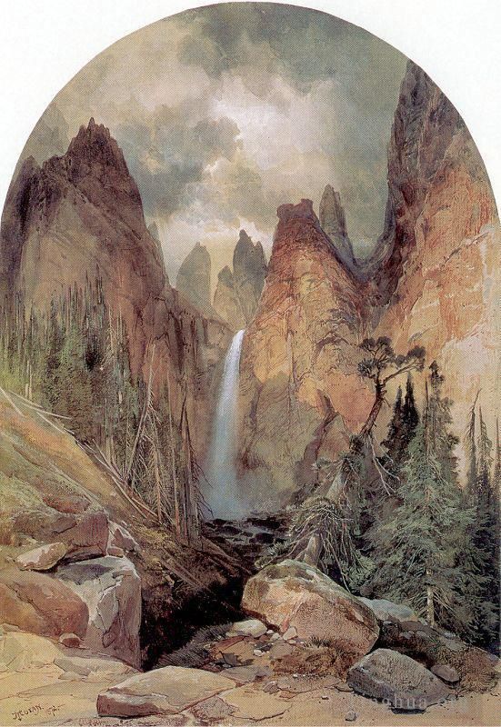 托马斯·莫兰 的各类绘画作品 -  《塔瀑布》