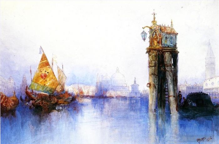 托马斯·莫兰 的各类绘画作品 -  《威尼斯运河场景》