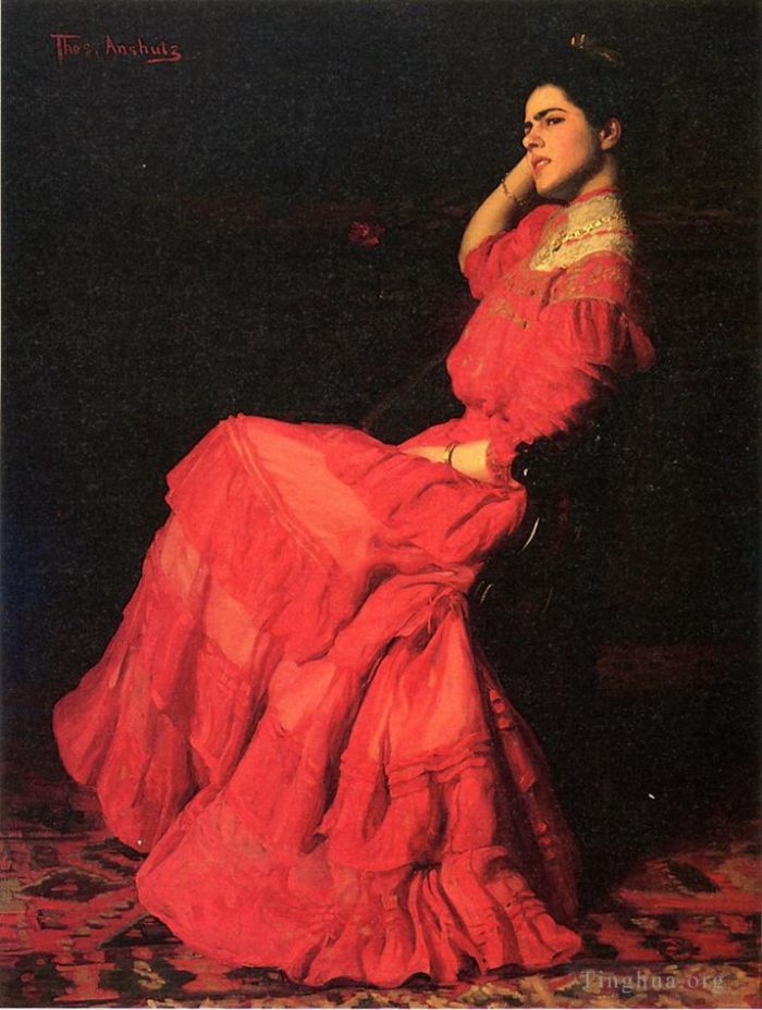 托马斯·波洛克·安舒茨 的油画作品 -  《一朵玫瑰》
