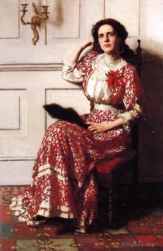 托马斯·波洛克·安舒茨 的油画作品 -  《丽贝卡·H·惠兰的肖像》