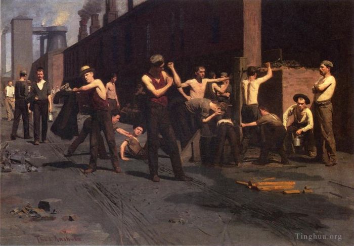 托马斯·波洛克·安舒茨 的油画作品 -  《中午的钢铁工人》