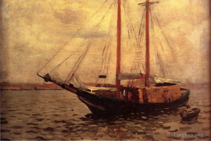 托马斯·波洛克·安舒茨 的油画作品 -  《伐木船》