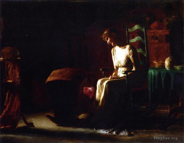 托马斯·波洛克·安舒茨 的油画作品 -  《摇椅上的女人》