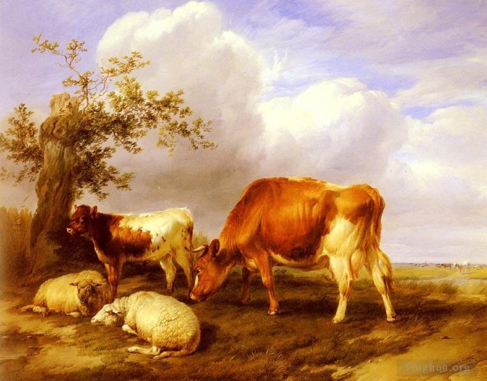 托马斯·辛德尼·库珀 的油画作品 -  《位于坎特伯雷草甸》