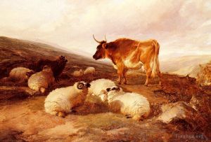 艺术家托马斯·辛德尼·库珀作品《公羊和公牛在高地景观》