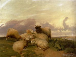 艺术家托马斯·辛德尼·库珀作品《坎特伯雷水草甸的羊》