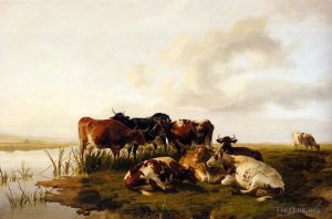 古董油画《The Lowland Herd》