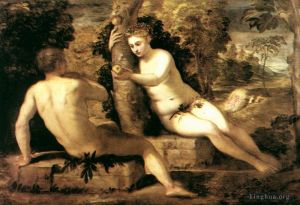 艺术家丁托列托作品《亚当和夏娃》