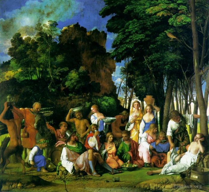 提香 的油画作品 -  《众神的盛宴》