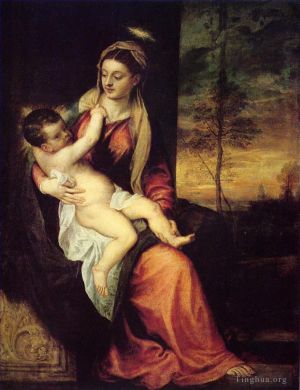 艺术家提香作品《玛利亚与圣婴》