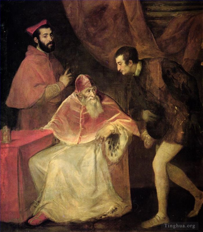 提香 的油画作品 -  《教皇保罗三世和侄子,1543,年》