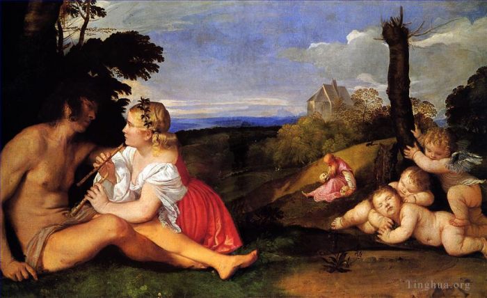 提香 的油画作品 -  《人类的三个时代,1511》