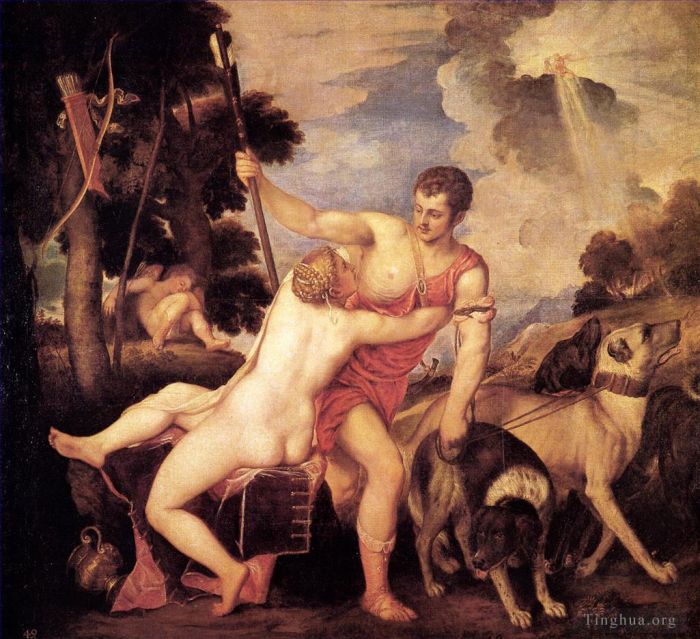 提香 的油画作品 -  《维纳斯和阿多尼斯》