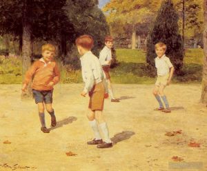 艺术家维克多·加布里埃尔·吉尔伯特作品《男孩玩耍》