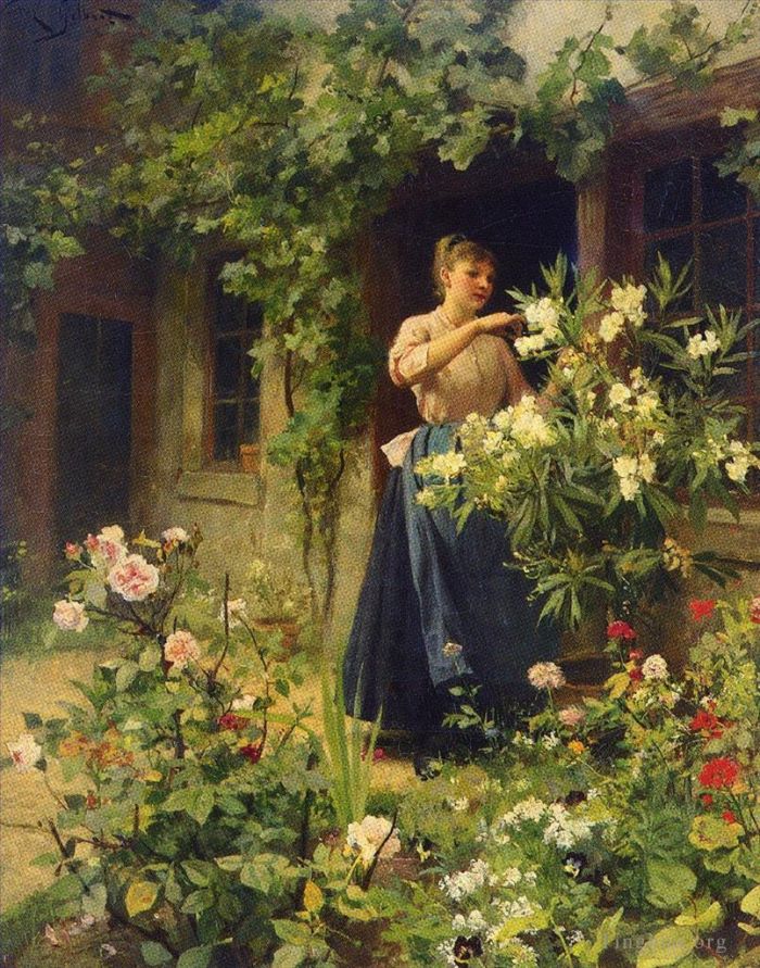维克多·加布里埃尔·吉尔伯特 的油画作品 -  《园艺》