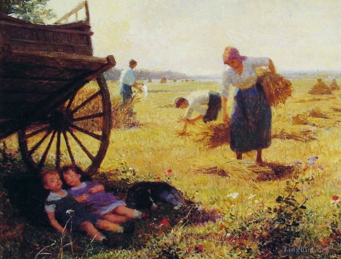 维克多·加布里埃尔·吉尔伯特 的油画作品 -  《干草加工》