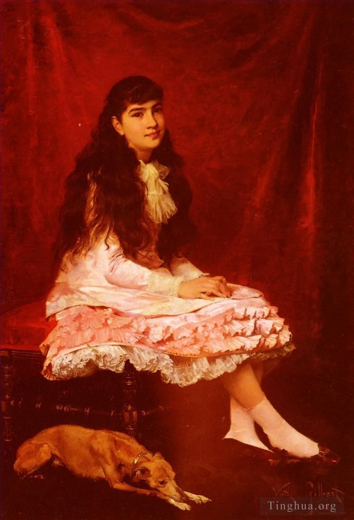 维克多·加布里埃尔·吉尔伯特 的油画作品 -  《年轻女孩维克多·加布里埃尔·吉尔伯特的肖像》