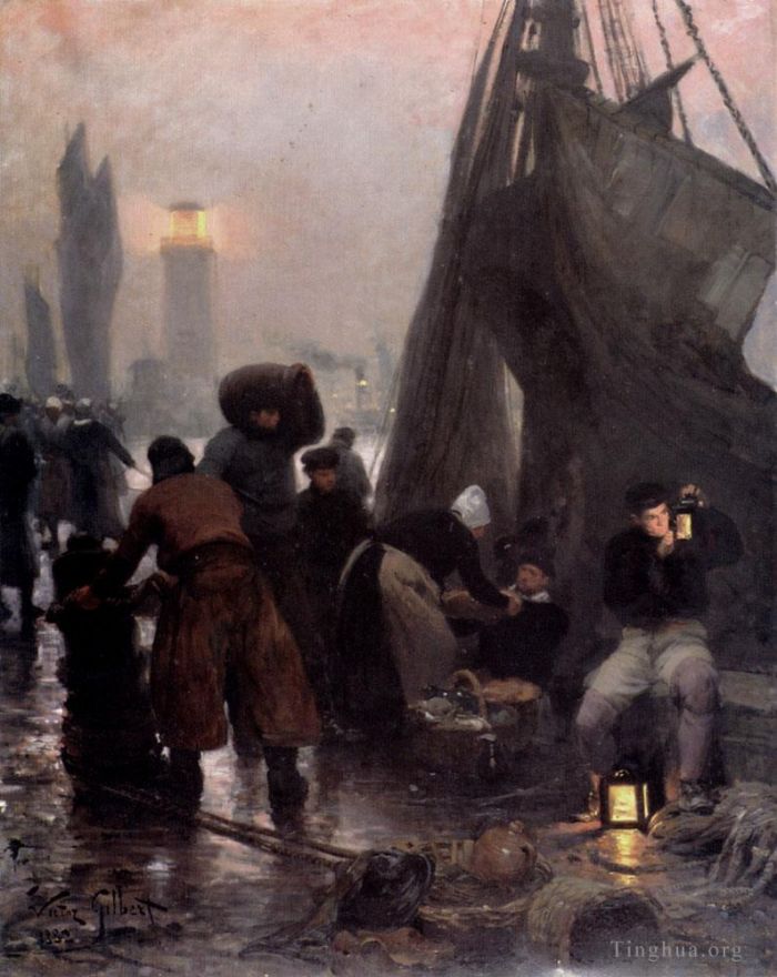 维克多·加布里埃尔·吉尔伯特 的油画作品 -  《准备离开伦敦》