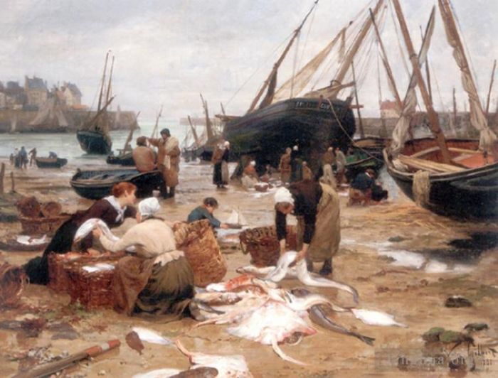 维克多·加布里埃尔·吉尔伯特 的油画作品 -  《对鱼进行分类》