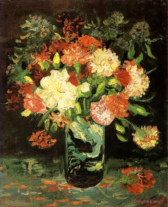 文森特·威廉·梵高 的油画作品 -  《康乃馨花瓶,2》