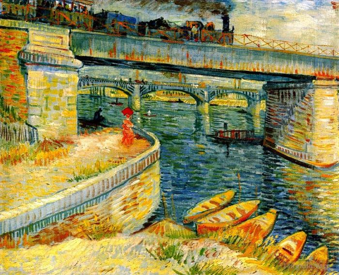 文森特·威廉·梵高 的油画作品 -  《阿涅勒塞纳河上的桥梁》